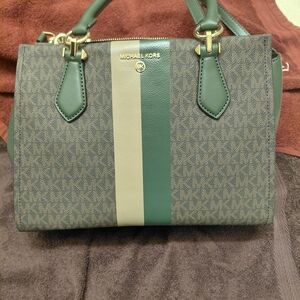 Michael Kors Green and Cream Satchel